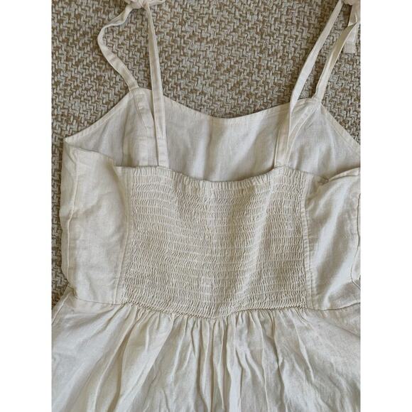Beige linen jumpsuit old navy small cottage core coastal beach summer comfort - Picture 3 of 6